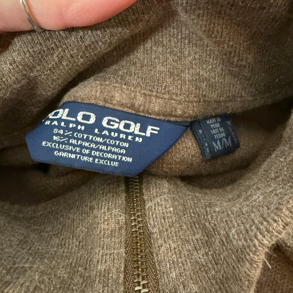 Vintage Polo Golf Ralph Lauren Brown  Long Sleeve Quarter Zip Cotton Alpaca M - Picture 5 of 7